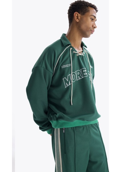 Bağcıklı Sweatshırt - Yeşil indirimleri