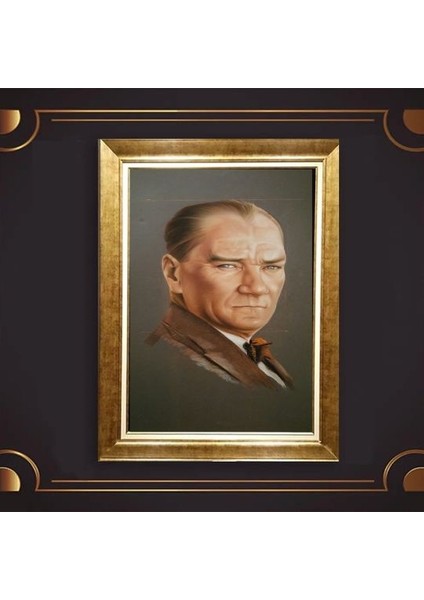 Özel Altın Seri Atatürk Paspartulu Tablo BN94