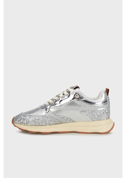 Logolu Simli Yüksek Tabanlı Sneaker Ayakkabı Bayan Ayakkabı SS0091T033ZZF