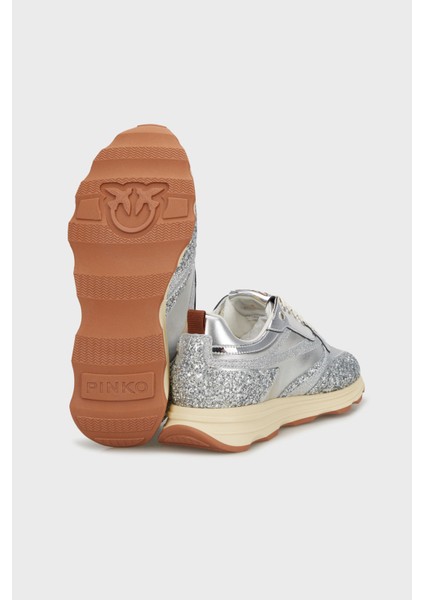 Logolu Simli Yüksek Tabanlı Sneaker Ayakkabı Bayan Ayakkabı SS0091T033ZZF