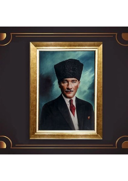 Özel Altın Seri Atatürk Paspartulu Tablo BN269