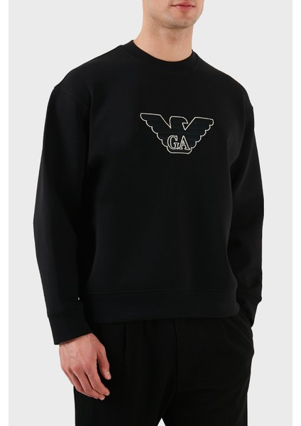 Logo Işlemeli Streç Pamuklu Regular Fit Bisiklet Yaka Sweat Erkek Sweat EM001052 AF10013 MC170 fırsatları