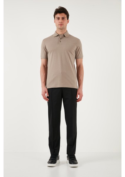 Jakarlı Pamuklu Regular Fit Düğmeli Polo Yaka T Shirt Erkek Polo Yaka T Shirt EM001283 AF10017 F6063 modelleri