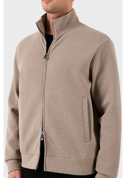 Pamuklu Regular Fit Fermuarlı Tamamı Logolu Sweat Erkek Sweat EM001697 AF10013 F6063 indirimleri