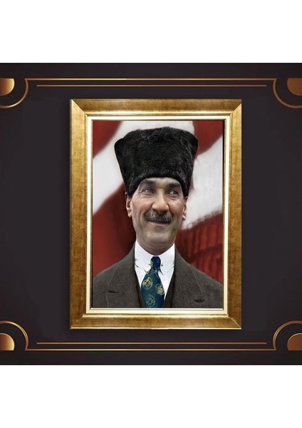 Özel Altın Seri Atatürk Paspartulu Tablo BN577
