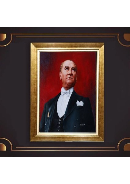 Özel Altın Seri Atatürk Paspartulu Tablo BN804
