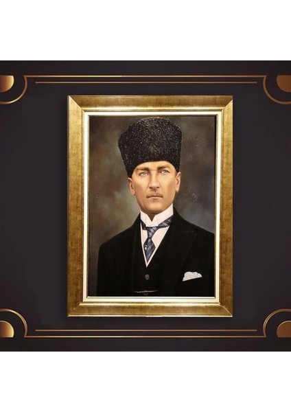 Özel Altın Seri Atatürk Paspartulu Tablo BN214