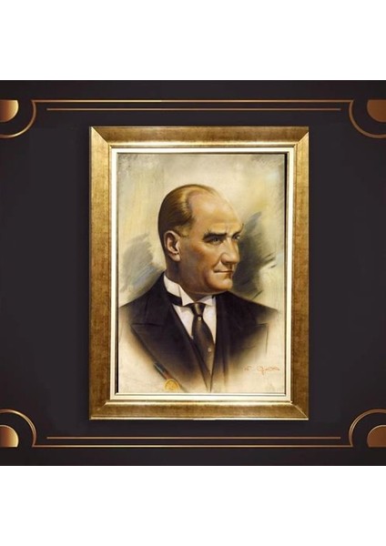 Özel Altın Seri Atatürk Paspartulu Tablo BN530