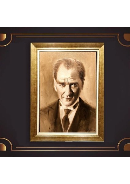 Özel Altın Seri Atatürk Paspartulu Tablo BN228