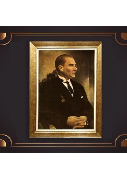 Özel Altın Seri Atatürk Paspartulu Tablo BN722