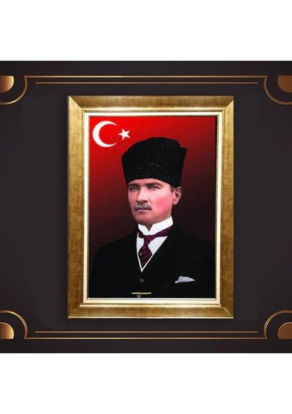 Özel Altın Seri Atatürk Paspartulu Tablo BN783