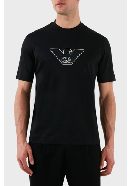 Logo Işlemeli Regular Fit Pamuklu Bisiklet Yaka T Shirt Erkek T Shirt EM001033 AF10017 MC170