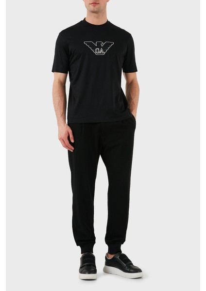 Logo Işlemeli Regular Fit Pamuklu Bisiklet Yaka T Shirt Erkek T Shirt EM001033 AF10017 MC170 modelleri
