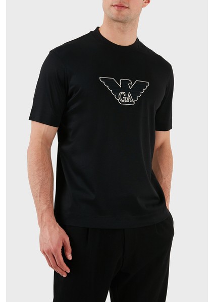 Logo Işlemeli Regular Fit Pamuklu Bisiklet Yaka T Shirt Erkek T Shirt EM001033 AF10017 MC170 fırsatları