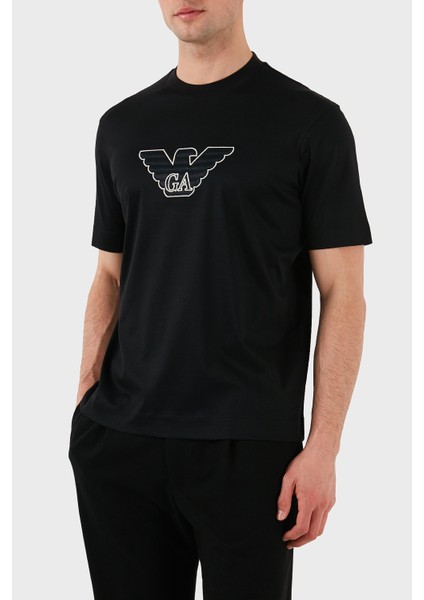 Logo Işlemeli Regular Fit Pamuklu Bisiklet Yaka T Shirt Erkek T Shirt EM001033 AF10017 MC170 indirimleri