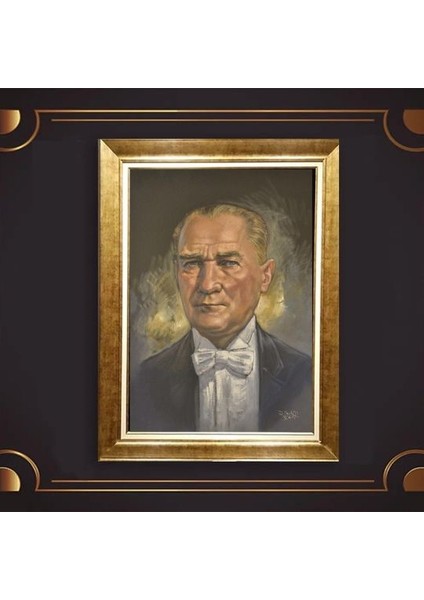 Özel Altın Seri Atatürk Paspartulu Tablo BN116