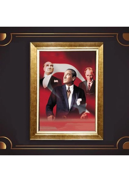 Özel Altın Seri Atatürk Paspartulu Tablo BN296