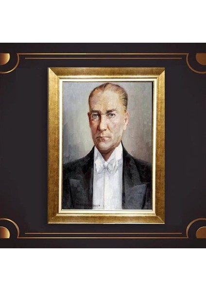 Özel Altın Seri Atatürk Paspartulu Tablo BN325