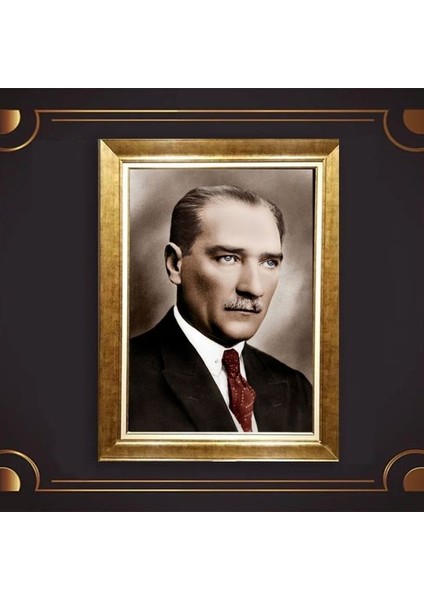 Özel Altın Seri Atatürk Paspartulu Tablo BN690