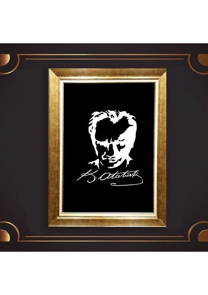 Özel Altın Seri Atatürk Paspartulu Tablo BN625