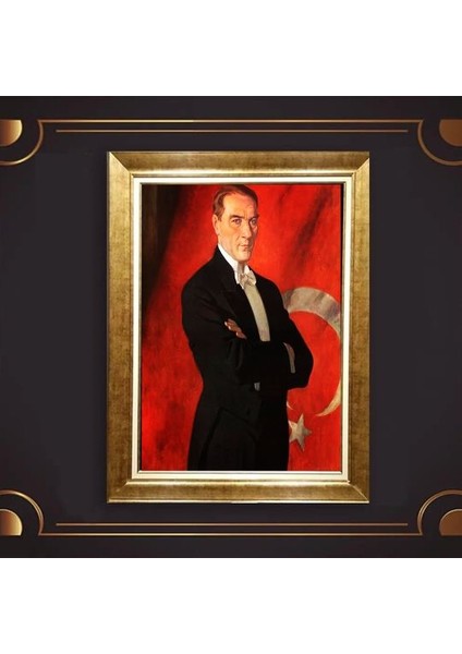 Özel Altın Seri Atatürk Paspartulu Tablo BN587
