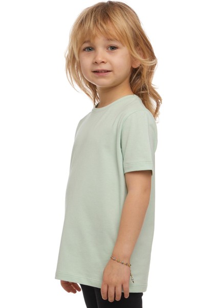 Soft Yeşil Basic Unisex Çocuk Sıfır Yaka Kısa Kollu Tişört fiyatları