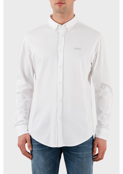 Pamuk Regular Fit Düğmeli Yaka Logolu Gömlek Erkek Gömlek 50533163 100