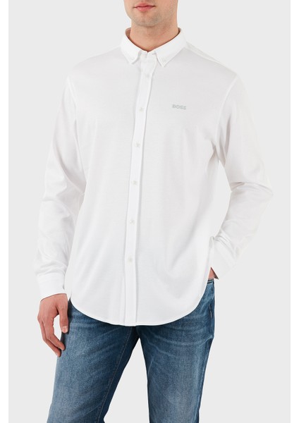 Pamuk Regular Fit Düğmeli Yaka Logolu Gömlek Erkek Gömlek 50533163 100 indirimleri