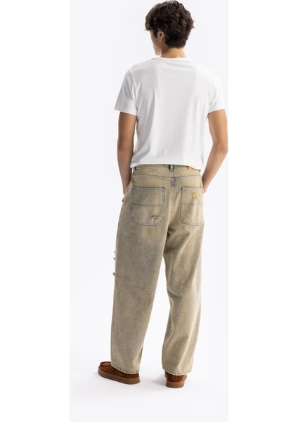 Baggy Fıt Jean - Bej indirimleri