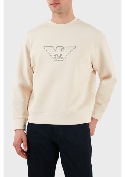 Logo Işlemeli Streç Pamuklu Regular Fit Bisiklet Yaka Sweat Erkek Sweat EM001052 AF10013 M1089