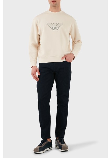 Logo Işlemeli Streç Pamuklu Regular Fit Bisiklet Yaka Sweat Erkek Sweat EM001052 AF10013 M1089 modelleri