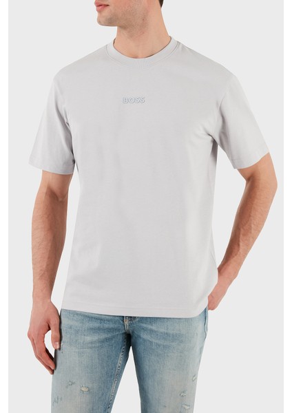 % 100 Pamuk Oversize Bisiklet Yaka Logolu T Shirt Erkek T Shirt 50519368 054