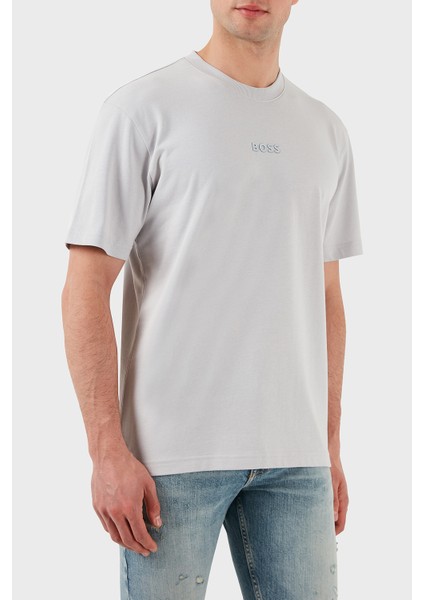 % 100 Pamuk Oversize Bisiklet Yaka Logolu T Shirt Erkek T Shirt 50519368 054 fırsatları