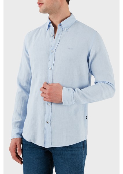 Keten Regular Fit Düğmeli Yaka Logolu Gömlek Erkek Gömlek 50520283 450