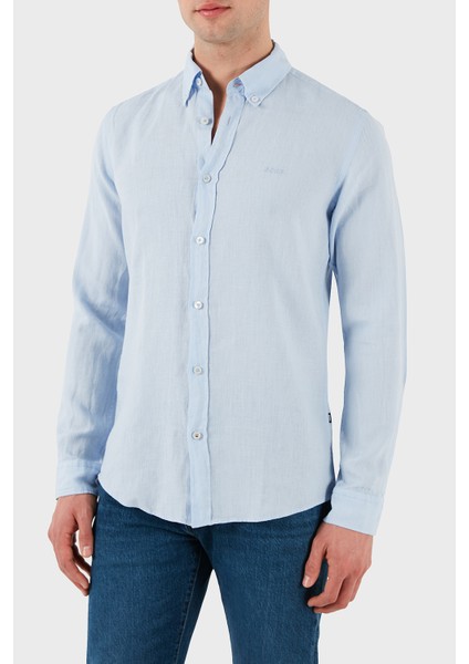 Keten Regular Fit Düğmeli Yaka Logolu Gömlek Erkek Gömlek 50520283 450 modelleri