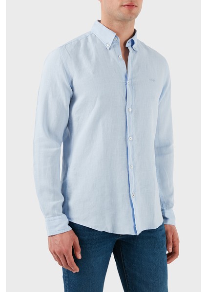 Keten Regular Fit Düğmeli Yaka Logolu Gömlek Erkek Gömlek 50520283 450 fırsatları