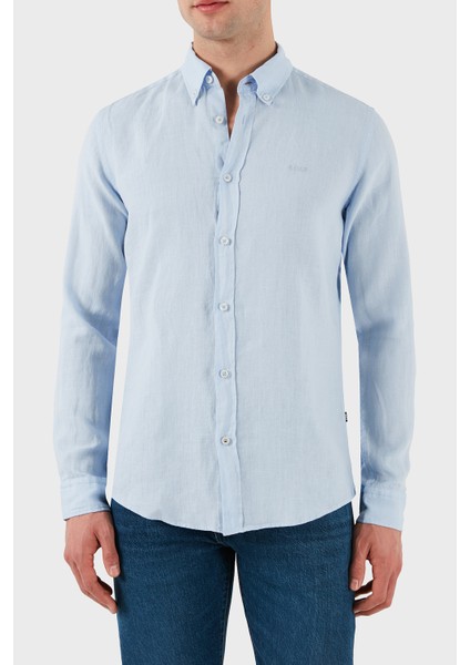 Keten Regular Fit Düğmeli Yaka Logolu Gömlek Erkek Gömlek 50520283 450 indirimleri