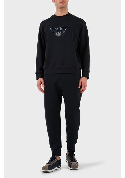 Logo Işlemeli Streç Pamuklu Regular Fit Bisiklet Yaka Sweat Erkek Sweat EM001052 AF10013 MB192 modelleri