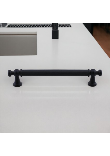 Selçuklu Siyah Metal Kulp 160 mm Mobilya Çekmece Mutfak Dolabı Dolap Kapak Kulpu