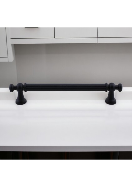 Selçuklu Siyah Metal Kulp 160 mm Mobilya Çekmece Mutfak Dolabı Dolap Kapak Kulpu