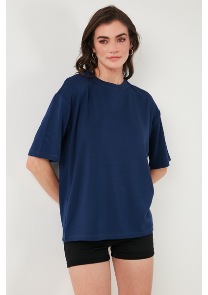 Streç Oversize Fit Bisiklet Yaka T Shirt Bayan T Shirt 5865911 fırsatları