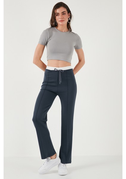 Streç Slim Fit Yüksek Bel Geniş Paça Çimalı Eşofman Altı Bayan Eşofman Altı 5866078
