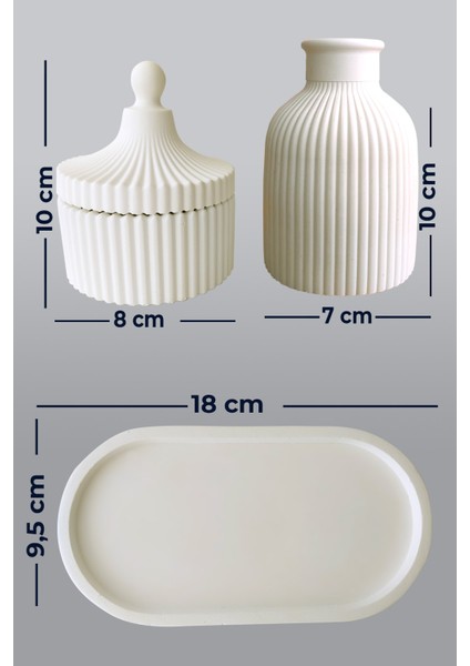 Açık Gri Minimalist Vazo, Oval Sunumluk Tepsi ve Şık Bir Kokulu Mum Dekorasyon Seti fiyatları
