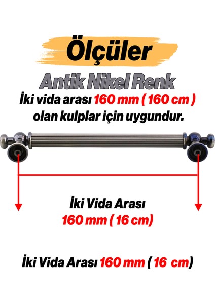 Selçuklu Antik Nikel Metal Kulp 160 mm Mobilya Çekmece Mutfak Dolabı Dolap Kapak Kulpu modelleri
