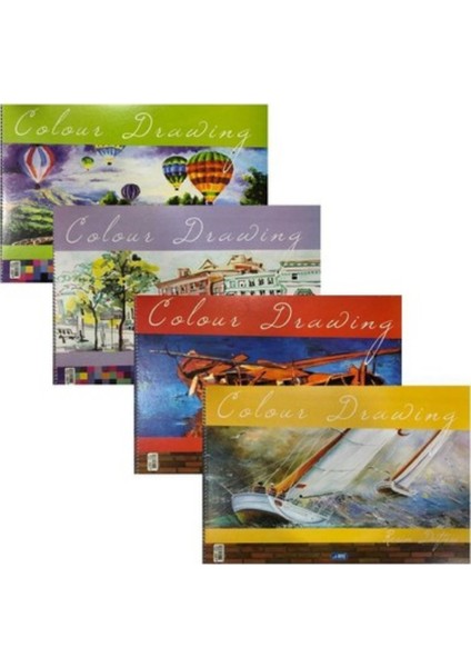 25X35 cm Spiralli Resim Defteri 2 Adet 15 Yaprak Spiralli Orta Boy Resim Defteri Karton Kapak 110 gr