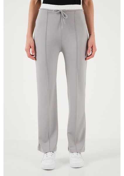 Streç Slim Fit Yüksek Bel Geniş Paça Çimalı Eşofman Altı Bayan Eşofman Altı 5866078