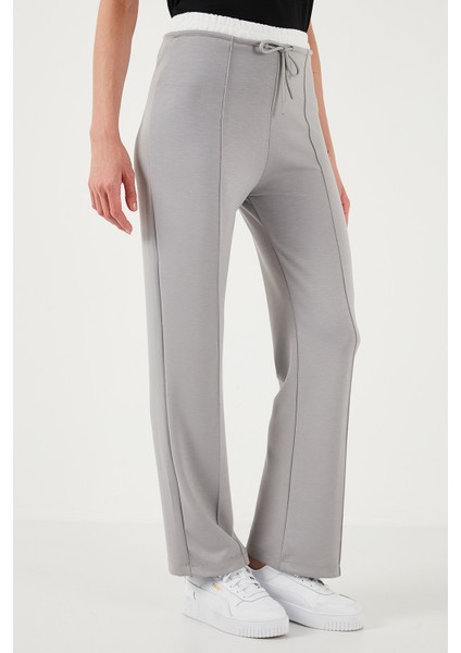 Streç Slim Fit Yüksek Bel Geniş Paça Çimalı Eşofman Altı Bayan Eşofman Altı 5866078
