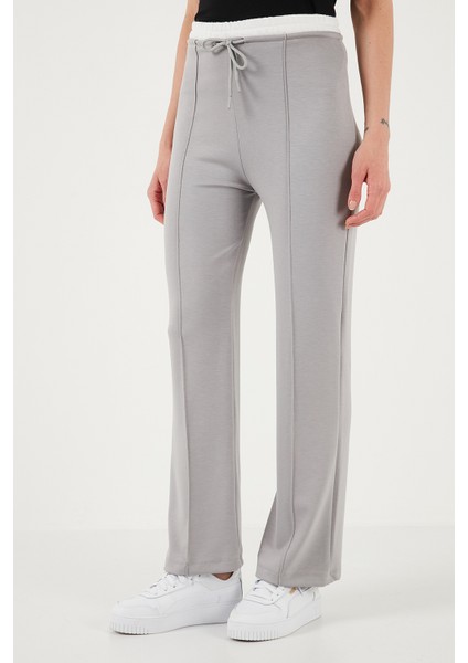 Streç Slim Fit Yüksek Bel Geniş Paça Çimalı Eşofman Altı Bayan Eşofman Altı 5866078