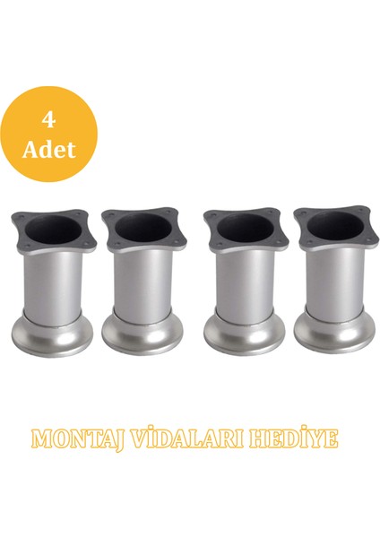 Tablalı Ayarlı Masa Dolap Mobilya Tezgah Ayağı Çap 65 mm (4'lü)