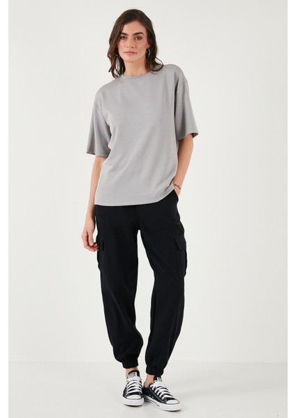 Streç Oversize Fit Bisiklet Yaka T Shirt Bayan T Shirt 5865911 fırsatları